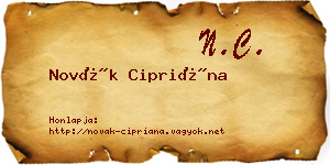 Novák Cipriána névjegykártya